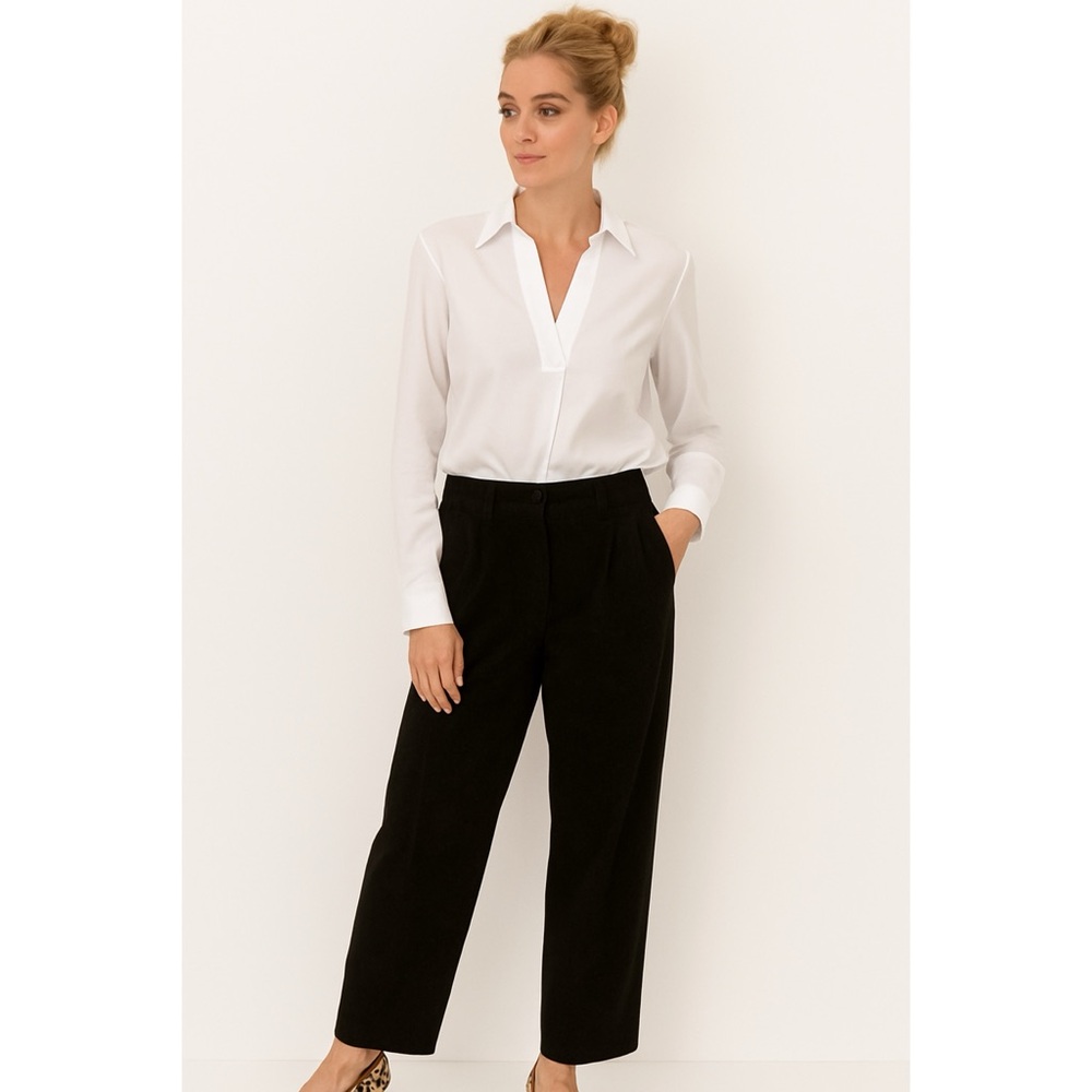 Sibylle LYN Canada Suede Pants Black Relaxed Tapered Leg Size 8